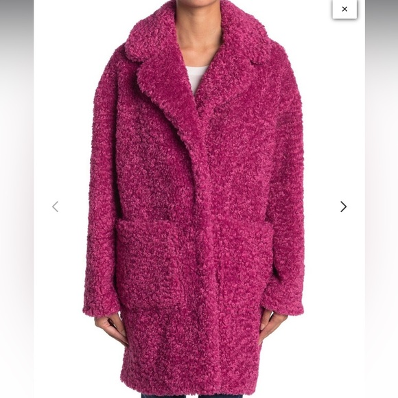Bcbgeneration hot pink fuchsia Borg teddy coat - Picture 1 of 6